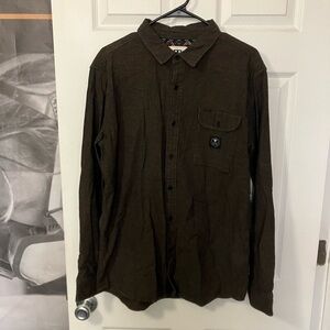 VISSLA Button Down Mens Large Shirt Brown Surf L Casual Button Up Dress